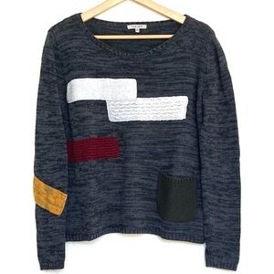 Lisa Todd Mixed Patchwork Knit Sweater Artsy Eclectic Boho Small Cotton Cashmere